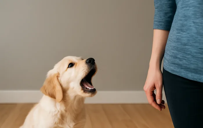 chiot qui jappe pour attirer l’attention