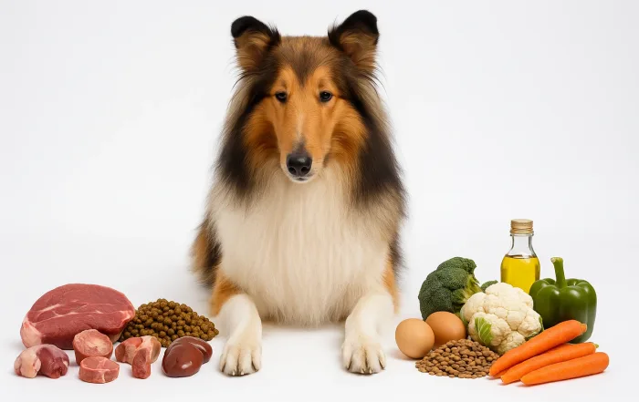 chien qui doit choisir sa nourriture